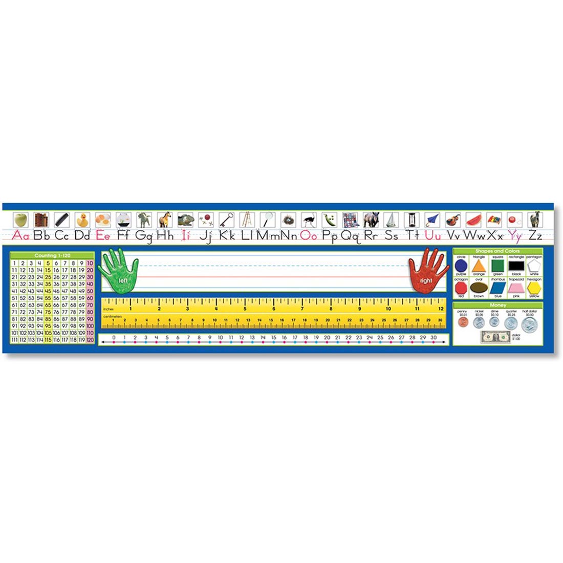 Primary Traditional Manuscript Desk Plates With 0-120 Chart