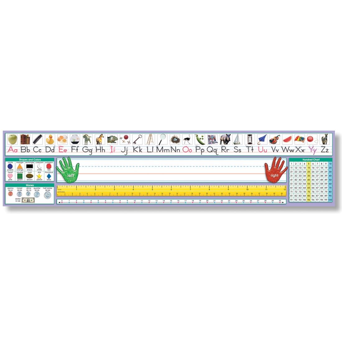 Adhesive Primary Traditional Manuscript Desk Plates with various learning tools