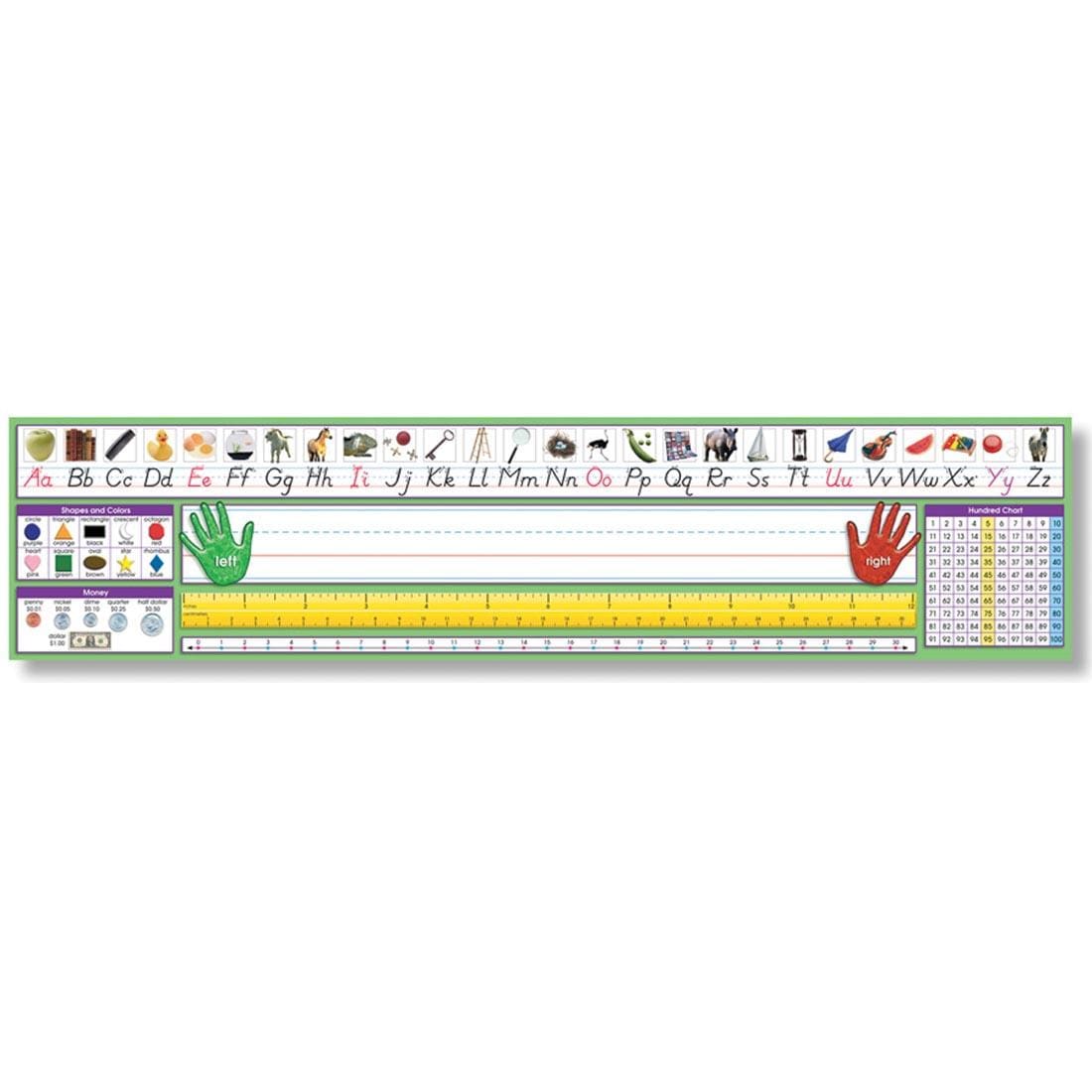 Adhesive Primary Modern Manuscript Desk Plates with various learning tools