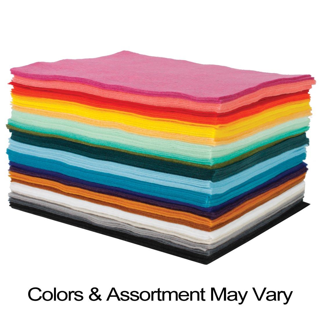 100 craft felt sheets in an assortment of colors