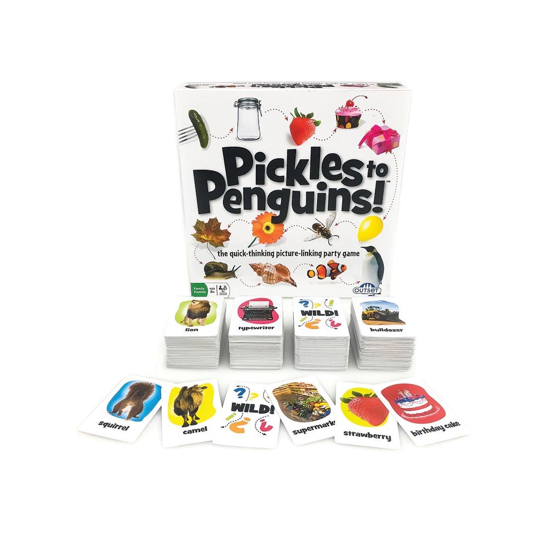 box plus stacks of cards from the Pickles to Penguins Game