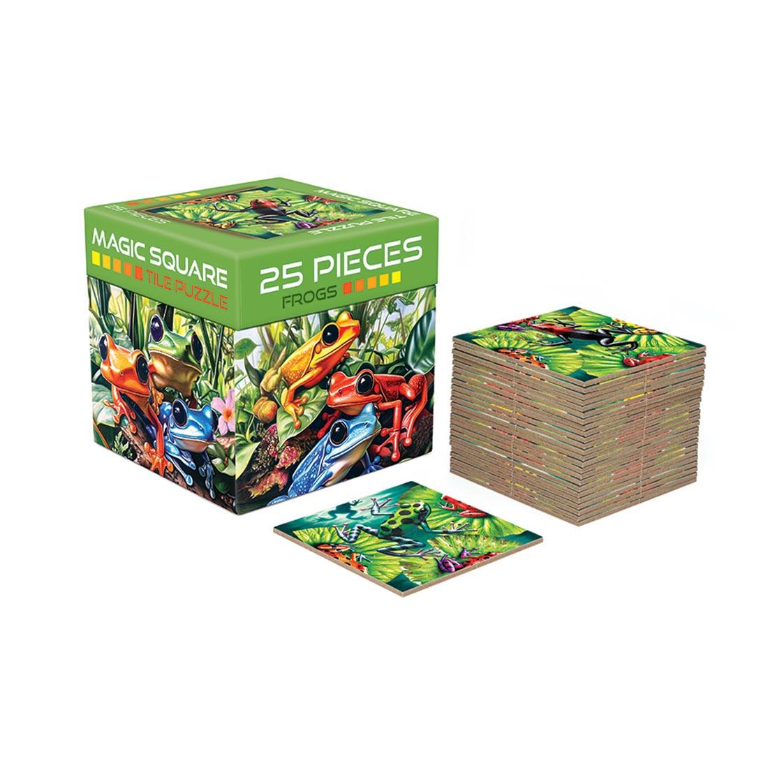 box and pieces from the Frogs 25-Piece Magic Square Tile Puzzle