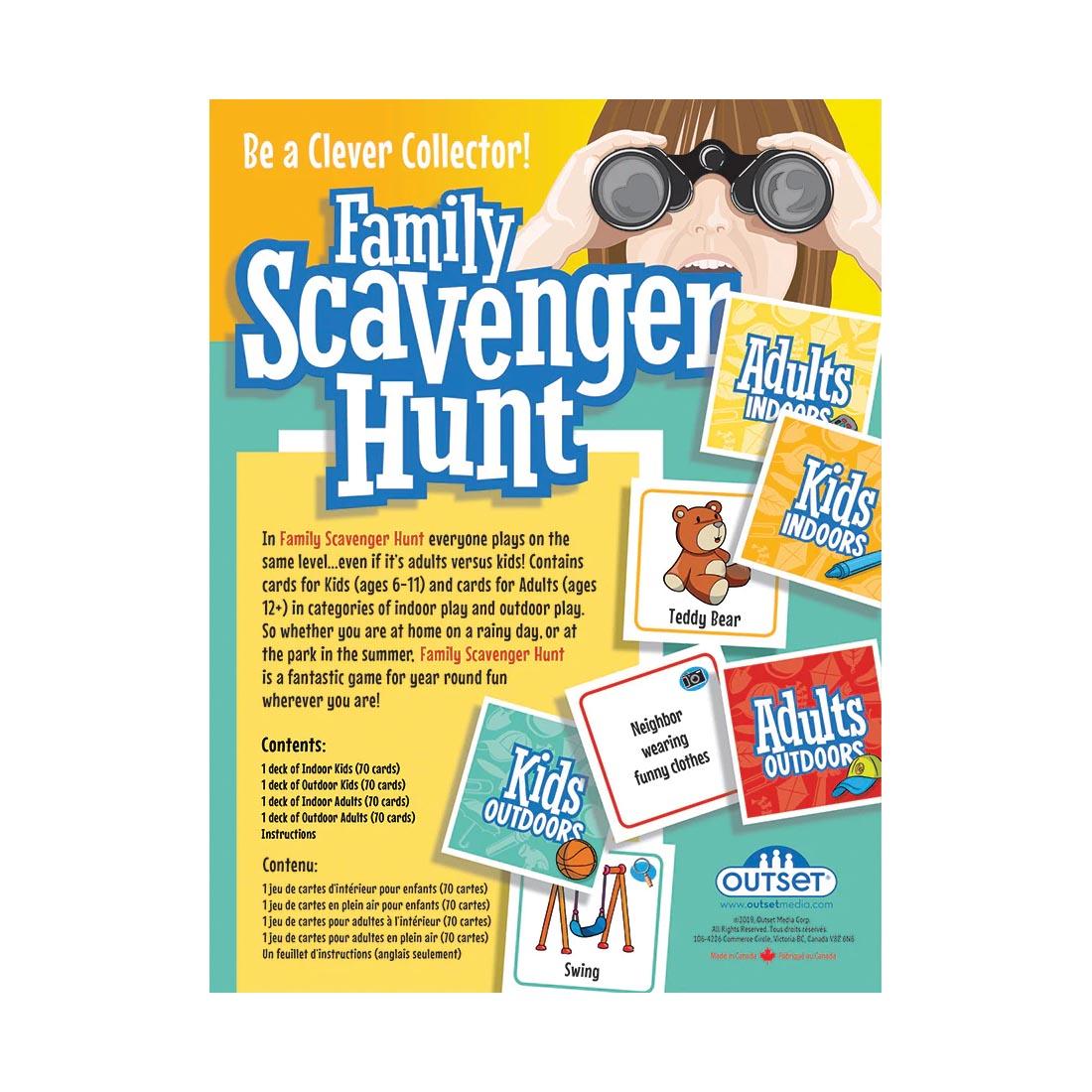 back of package of the Family Scavenger Hunt Game