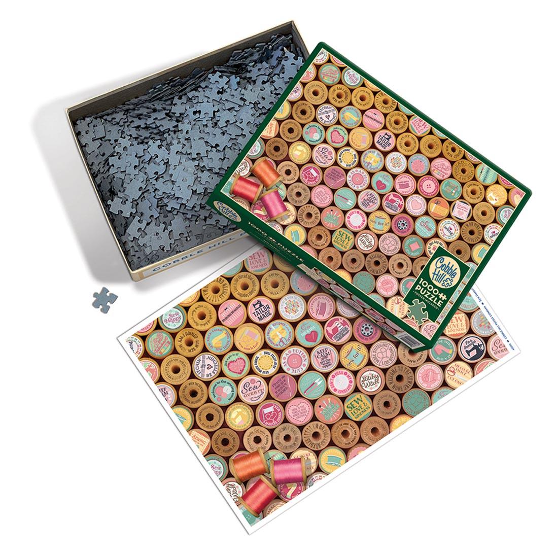 open box of Sew Happy! 1000-Piece Puzzle By Cobble Hill