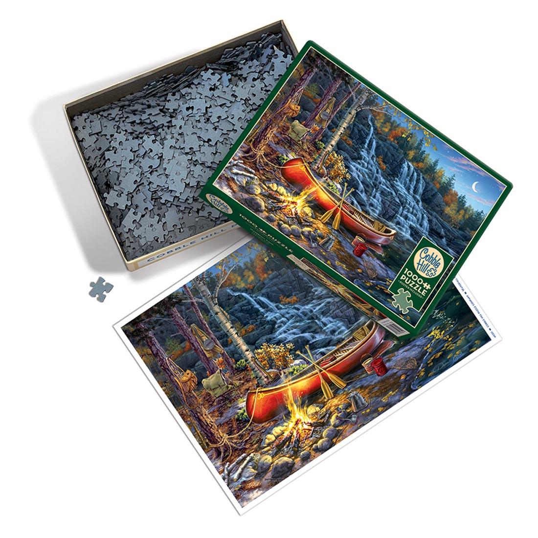 open box of Waterfall Camp 1000-Piece Puzzle By Cobble Hill