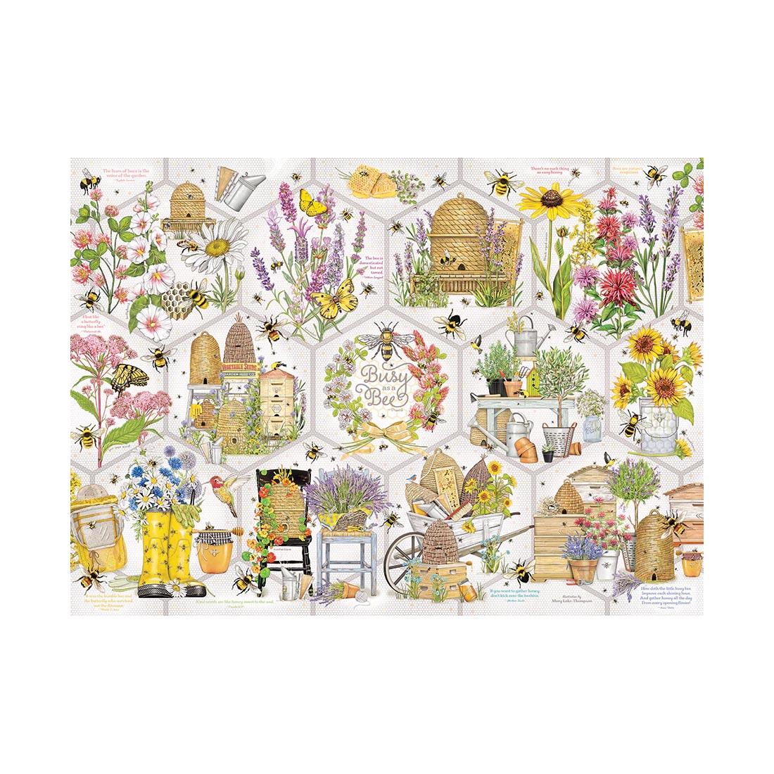 artwork for the Busy As A Bee 500-Piece Puzzle By Cobble Hill