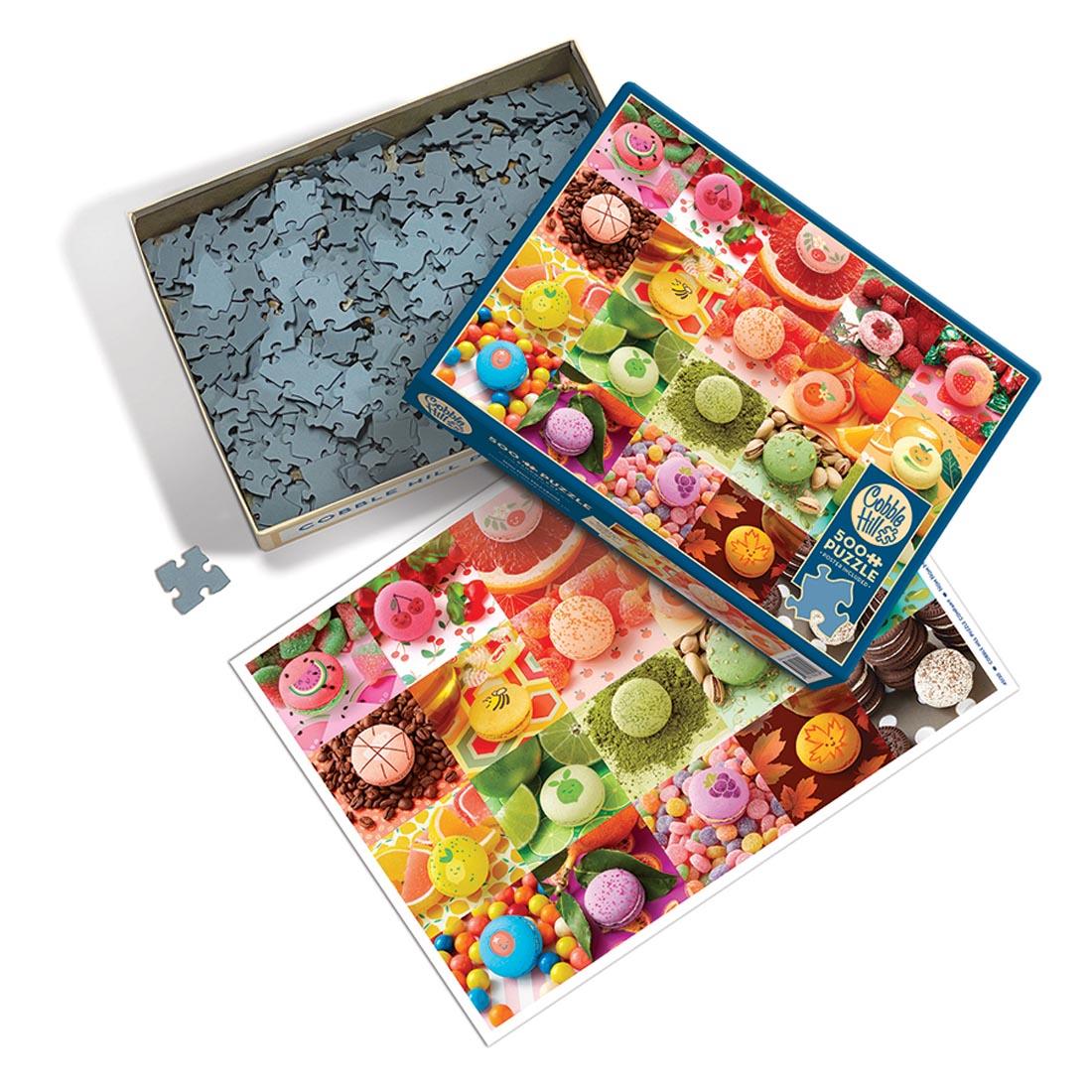 open box of Nom Nom Macarons 500-Piece Puzzle By Cobble Hill