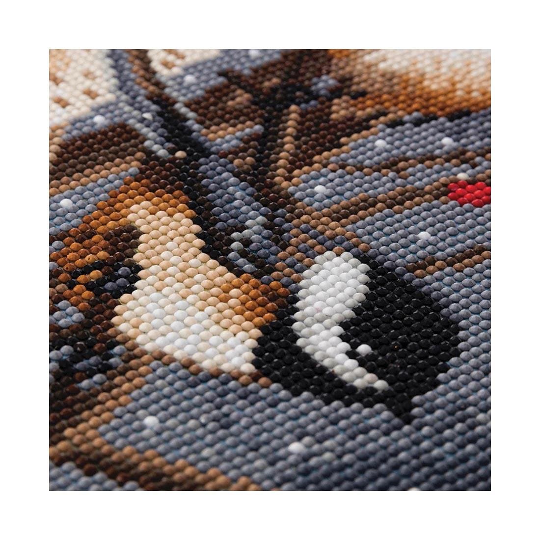 closeup of a completed example Crystal Art Woodland Sprites Framed Canvas Kit