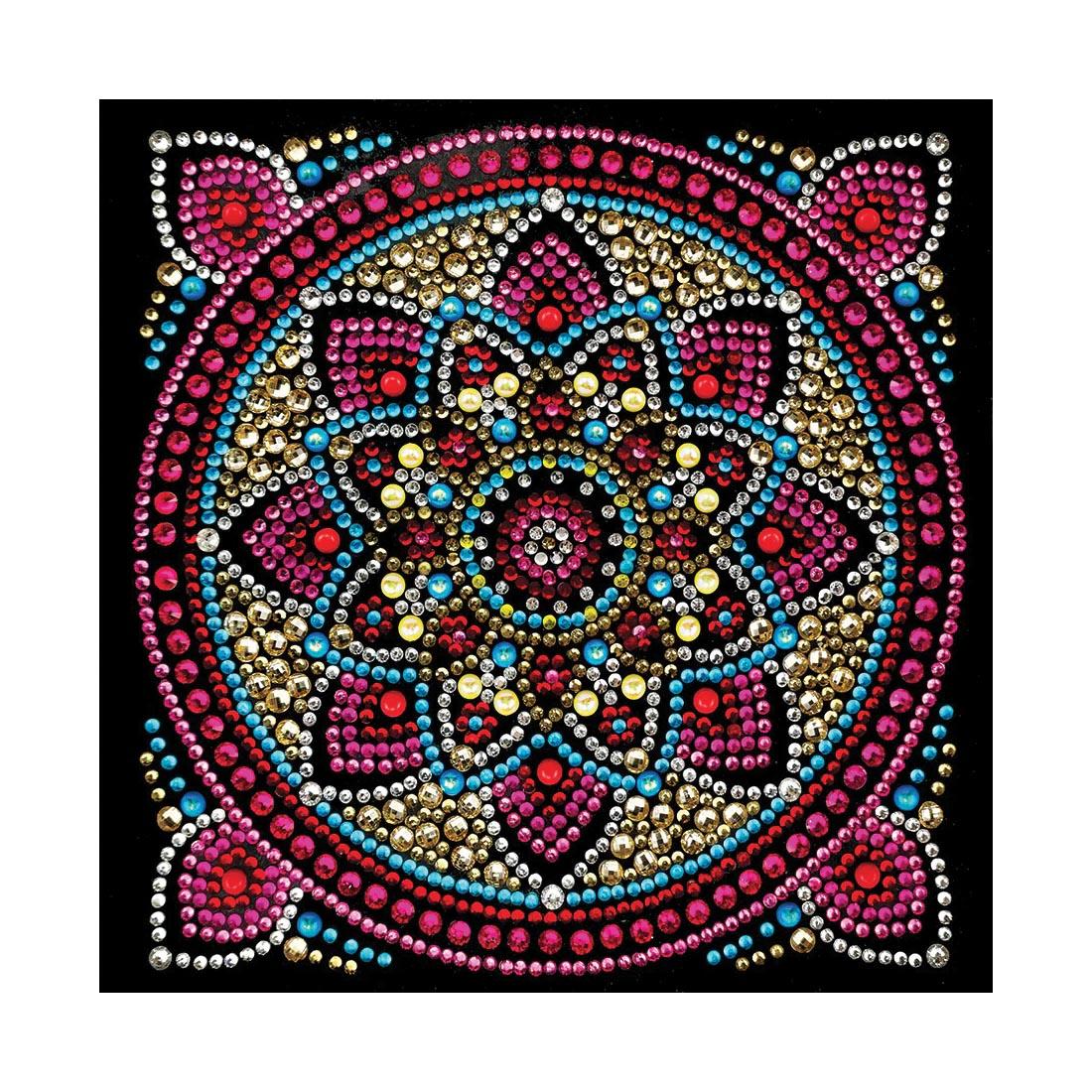 front of a completed example Crystal Art Mandala Card