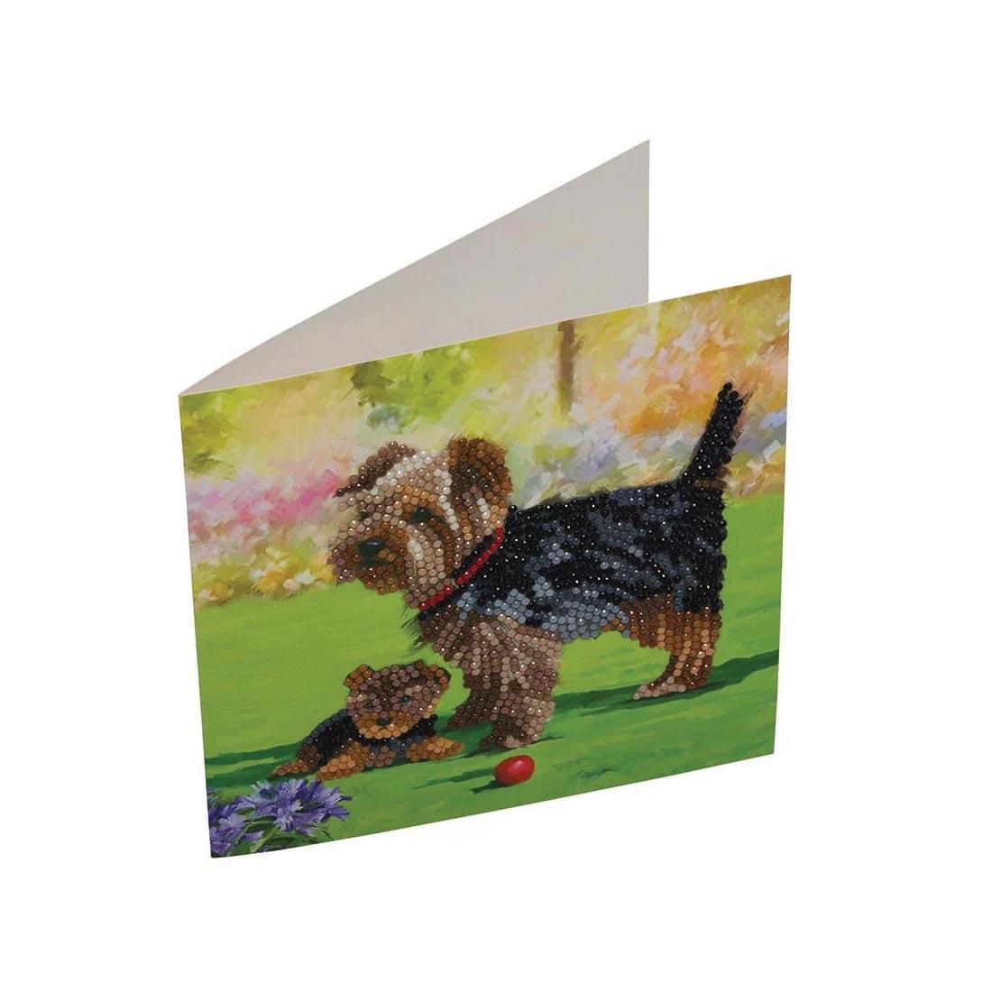 completed sample of a Crystal Art Dogs Card