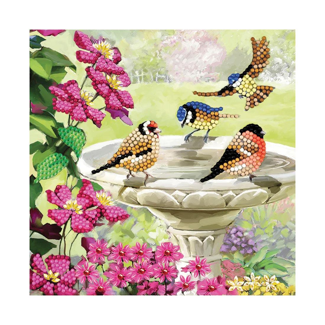completed example of a card made with Crystal Art Birds Card Kit