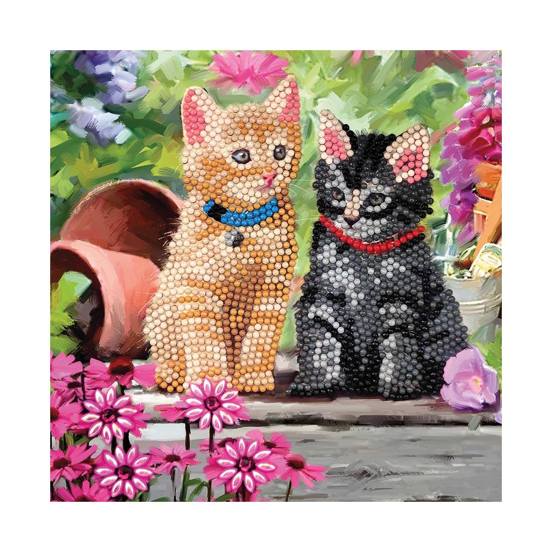 front of a completed Crystal Art Cat Friends Card