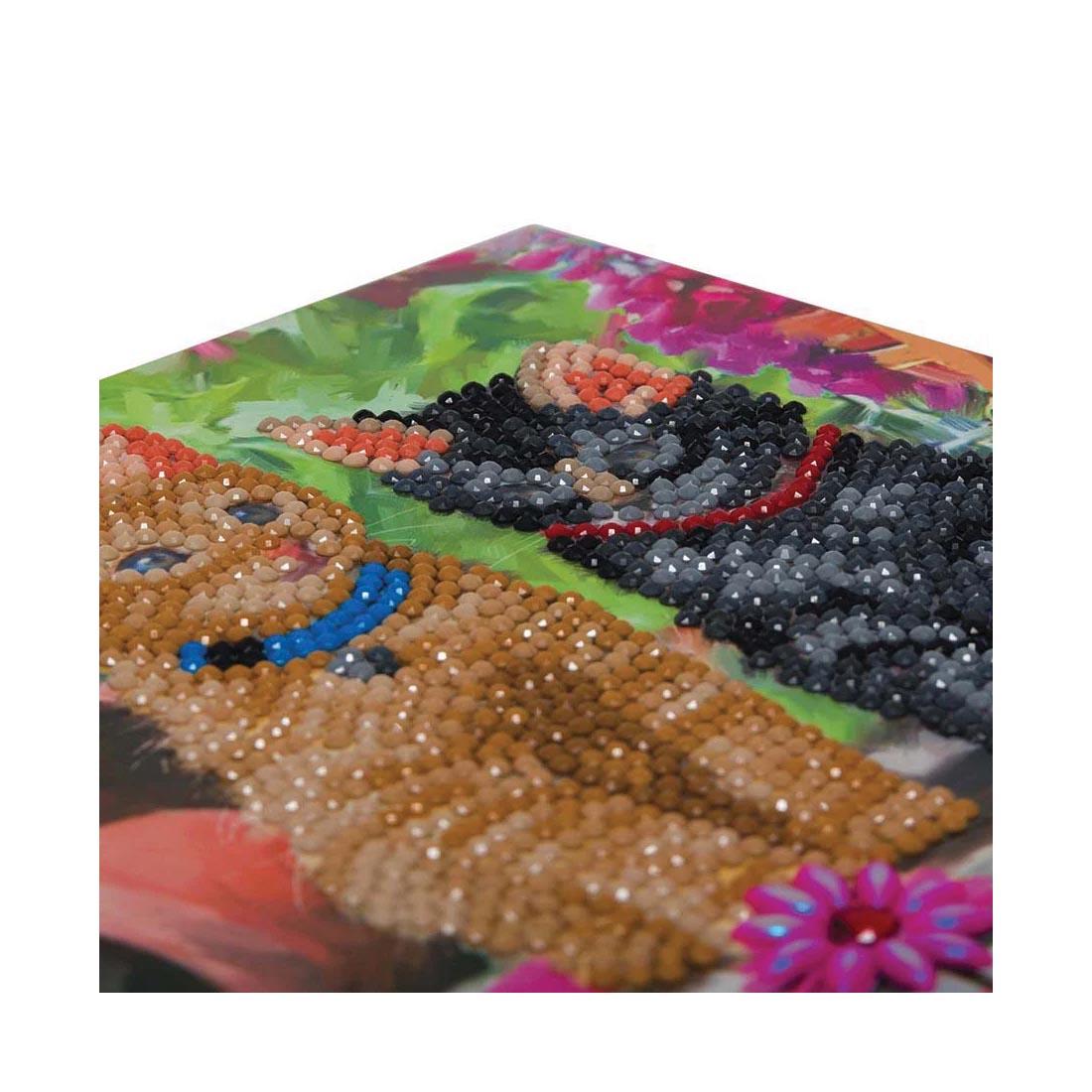 closeup of a completed Crystal Art Cat Friends Card
