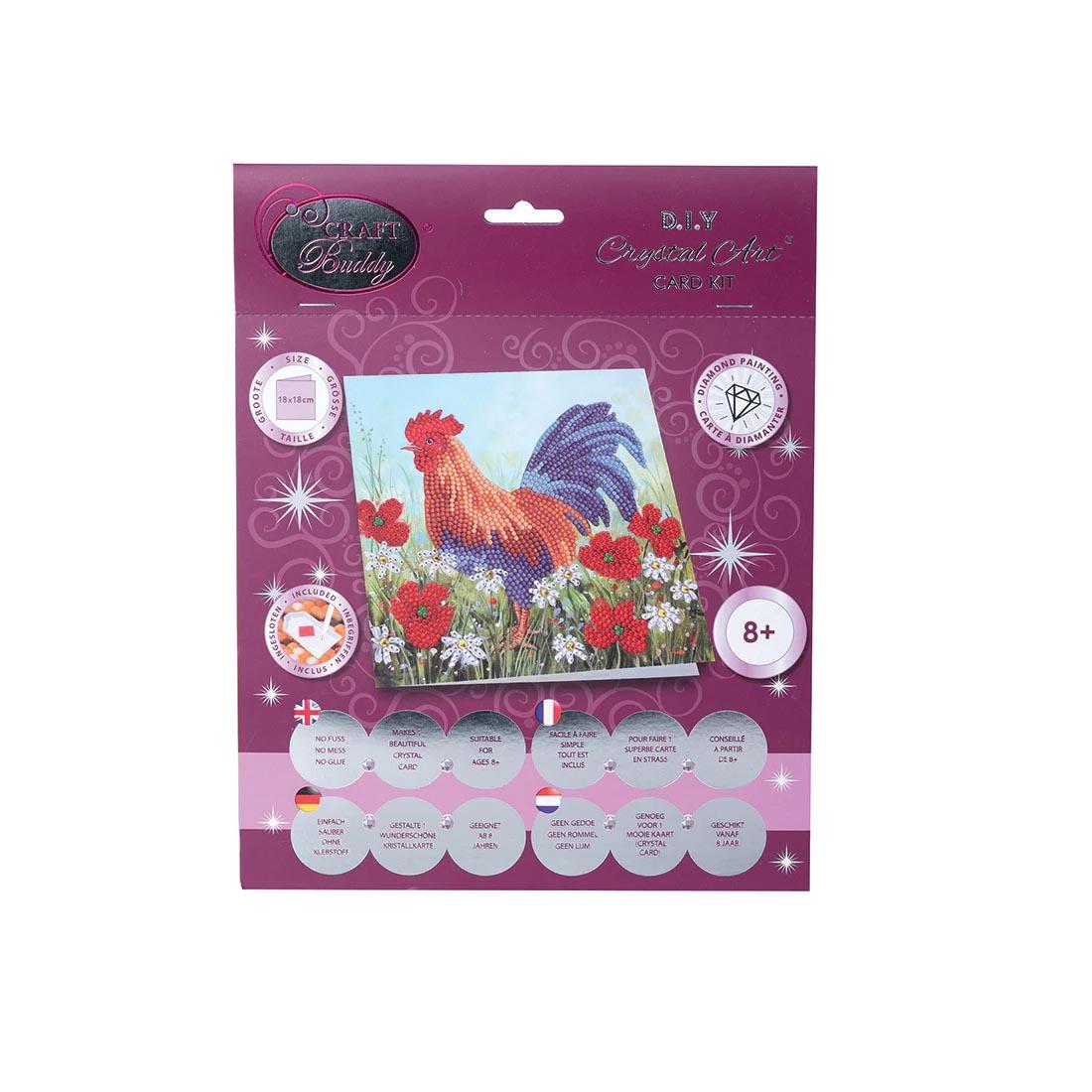 Crystal Art Cockerel In Field Card Kit