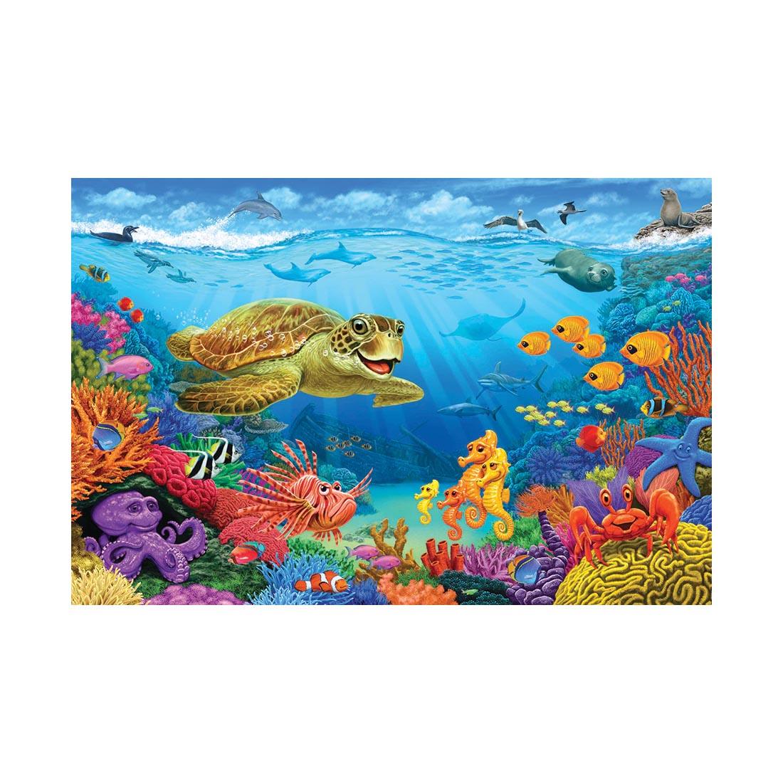 artwork of the Ocean Reef 36-Piece Floor Puzzle By Cobble Hill