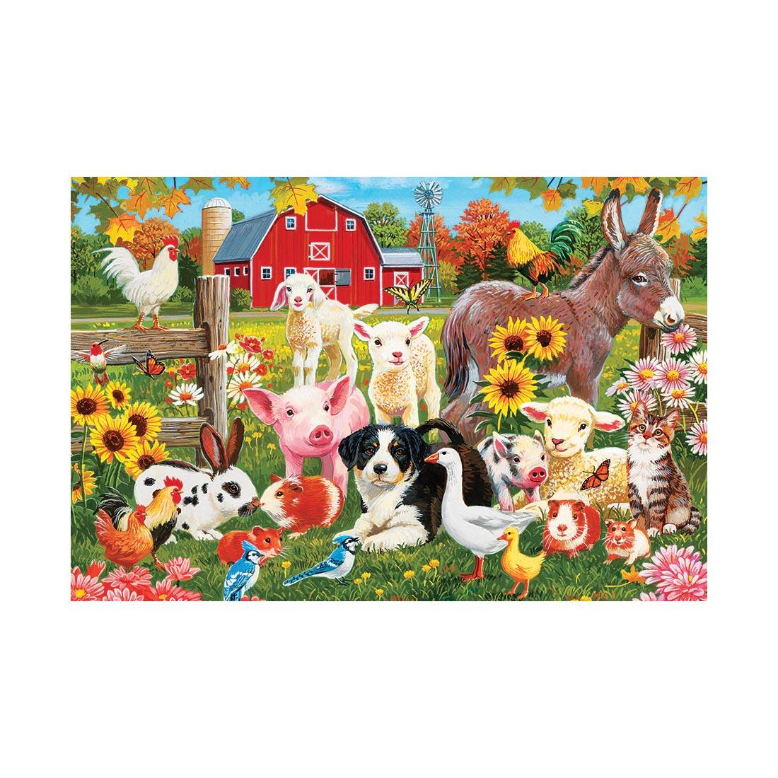 artwork of the Farmyard Greetings 36-Piece Floor Puzzle By Cobble Hill