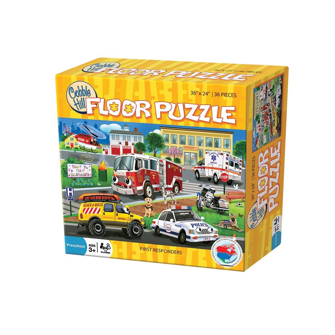 box for the First Responders 36-Piece Floor Puzzle By Cobble Hill