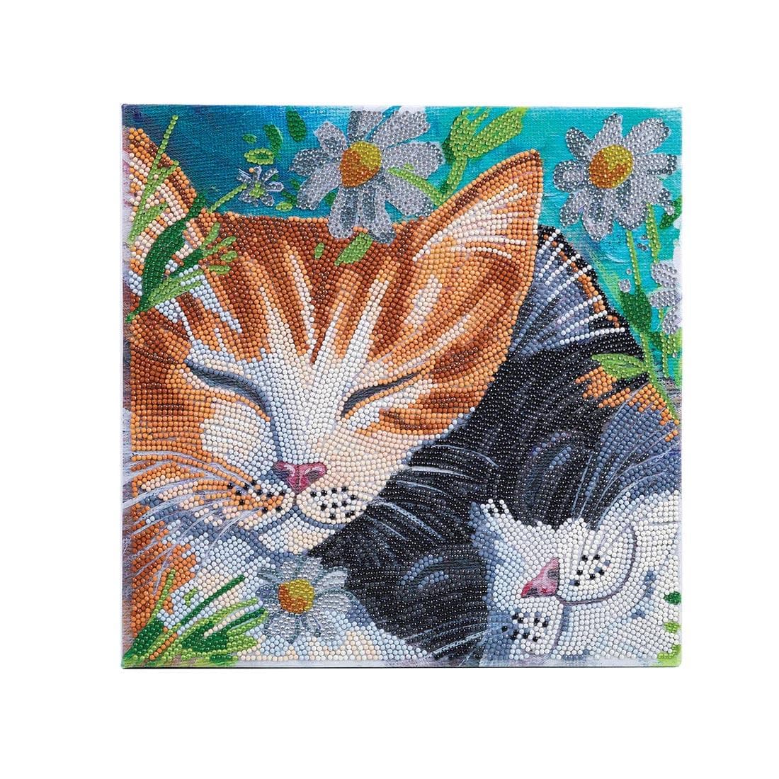 completed example of Crystal Art Sleepy Cats Framed Canvas Kit