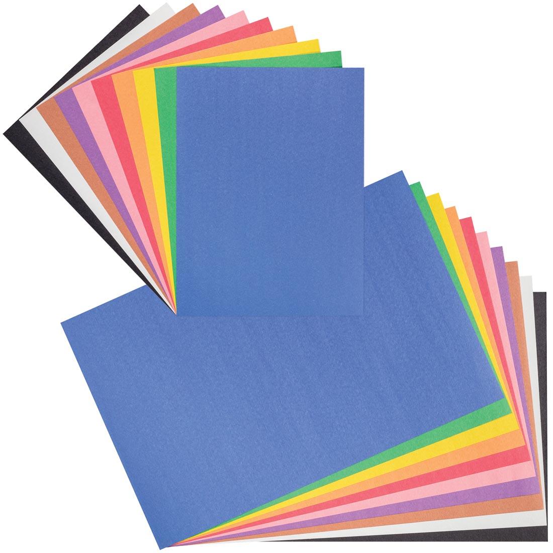 Prang/Sunworks Construction Paper Combo Case, with each color and size fanned out