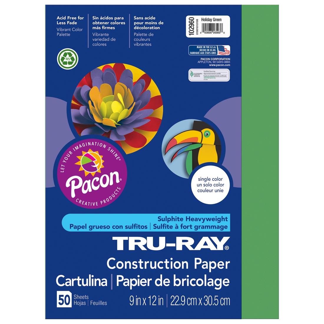 Tru-Ray Holiday Green Construction Paper