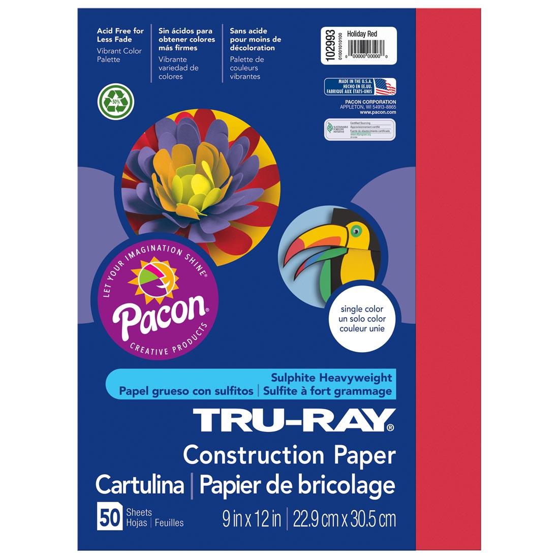 Tru-Ray Holiday Red Construction Paper