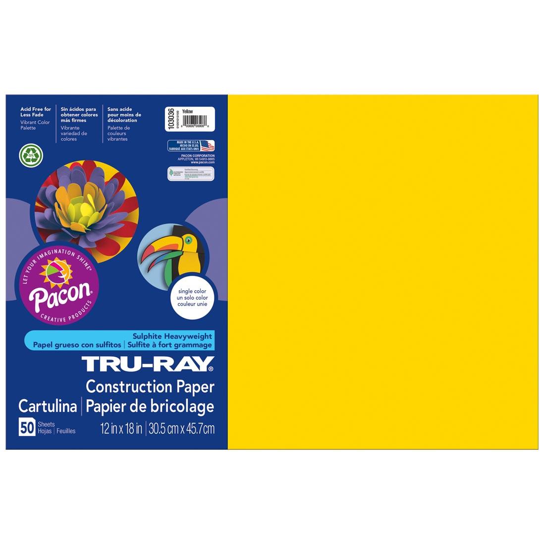 Pac103054 tru-ray construction paper, 76 lbs., 12 x 18, blue, 50