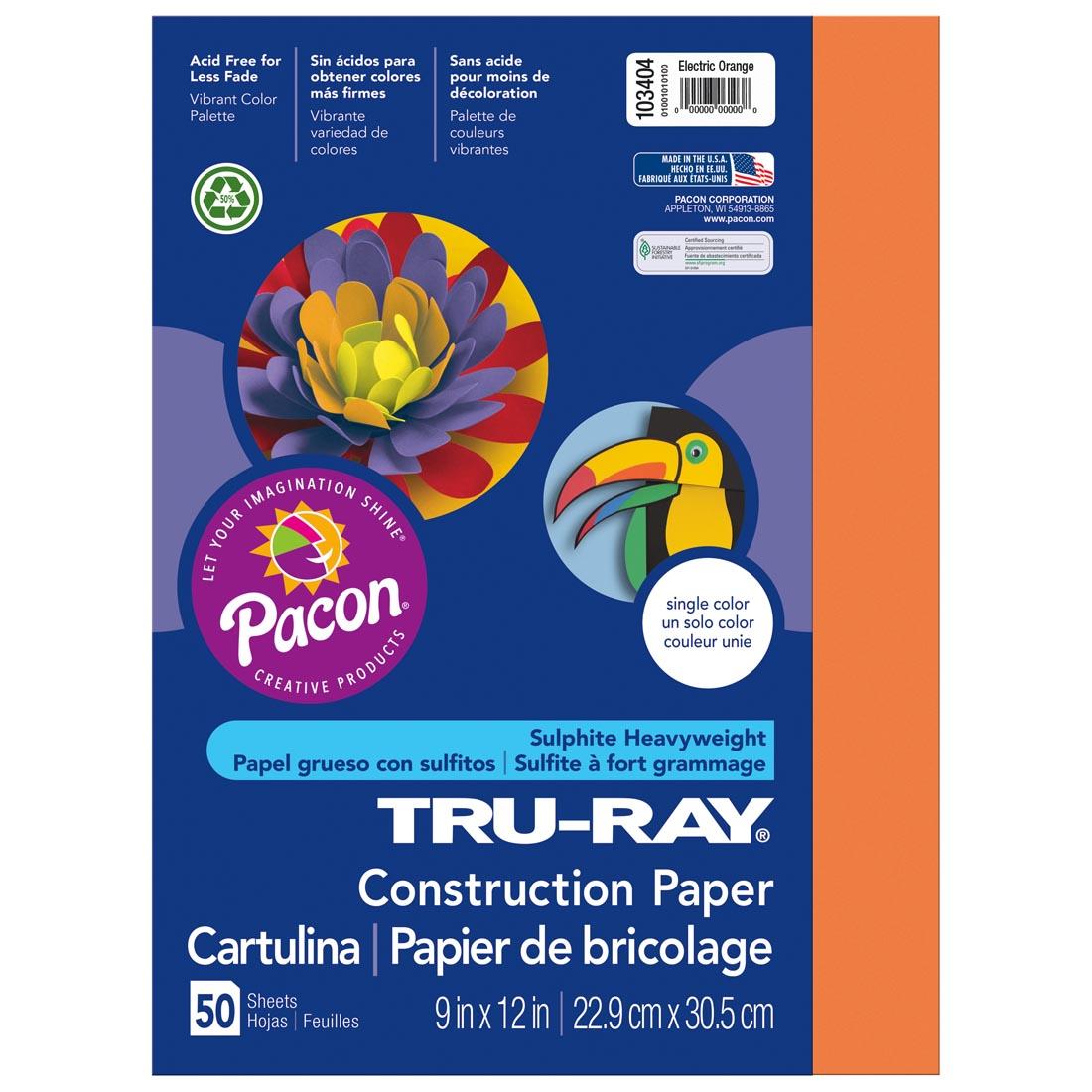 Electric Orange Tru-Ray Construction Paper