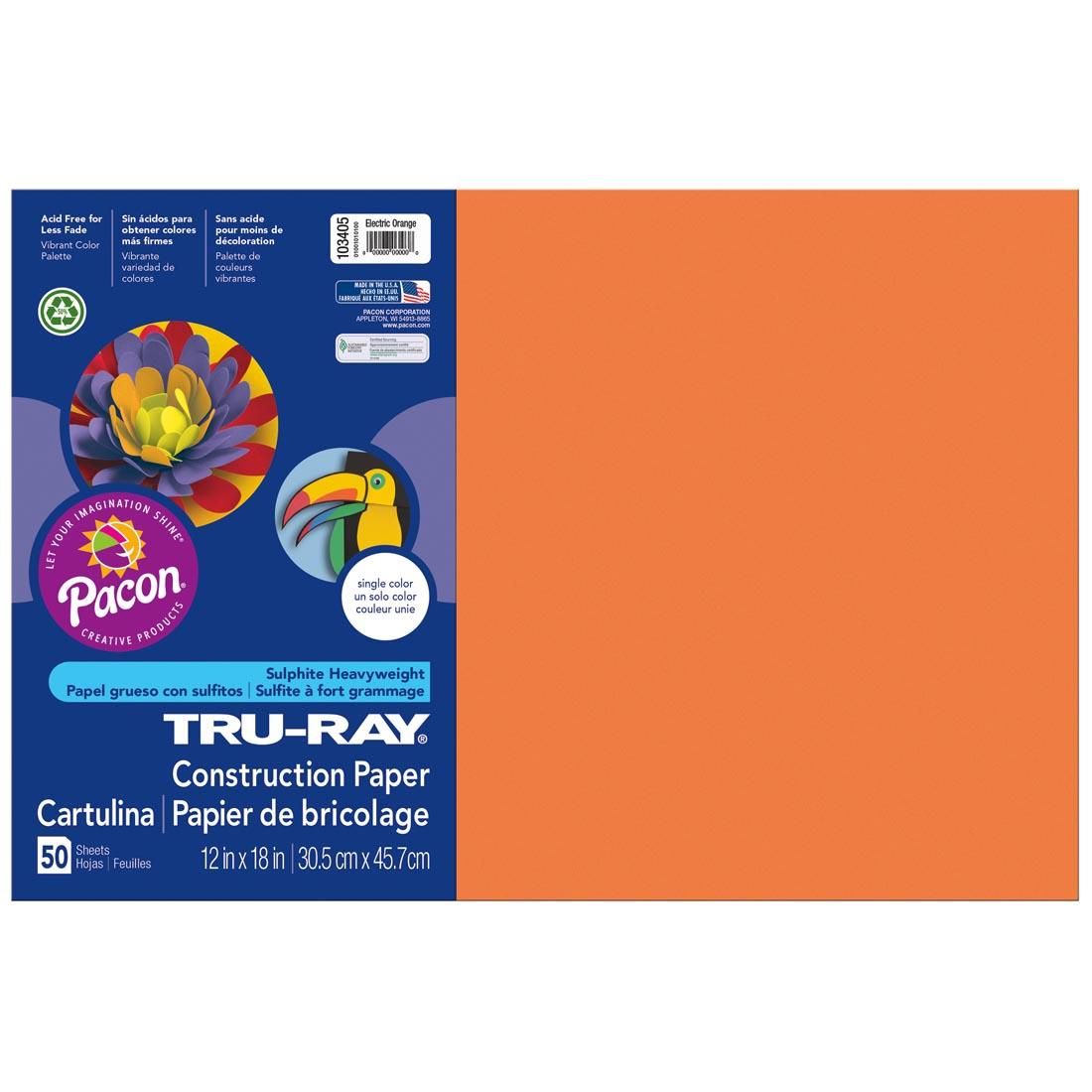 Electric Orange Tru-Ray Construction Paper
