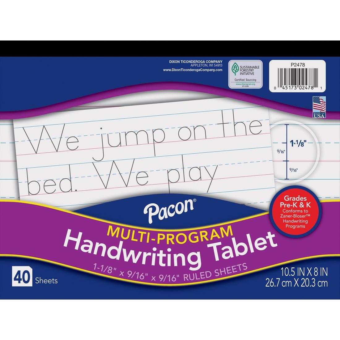 Pacon Multi-Program Kindergarten Zaner-Bloser Ruled Handwriting Pad