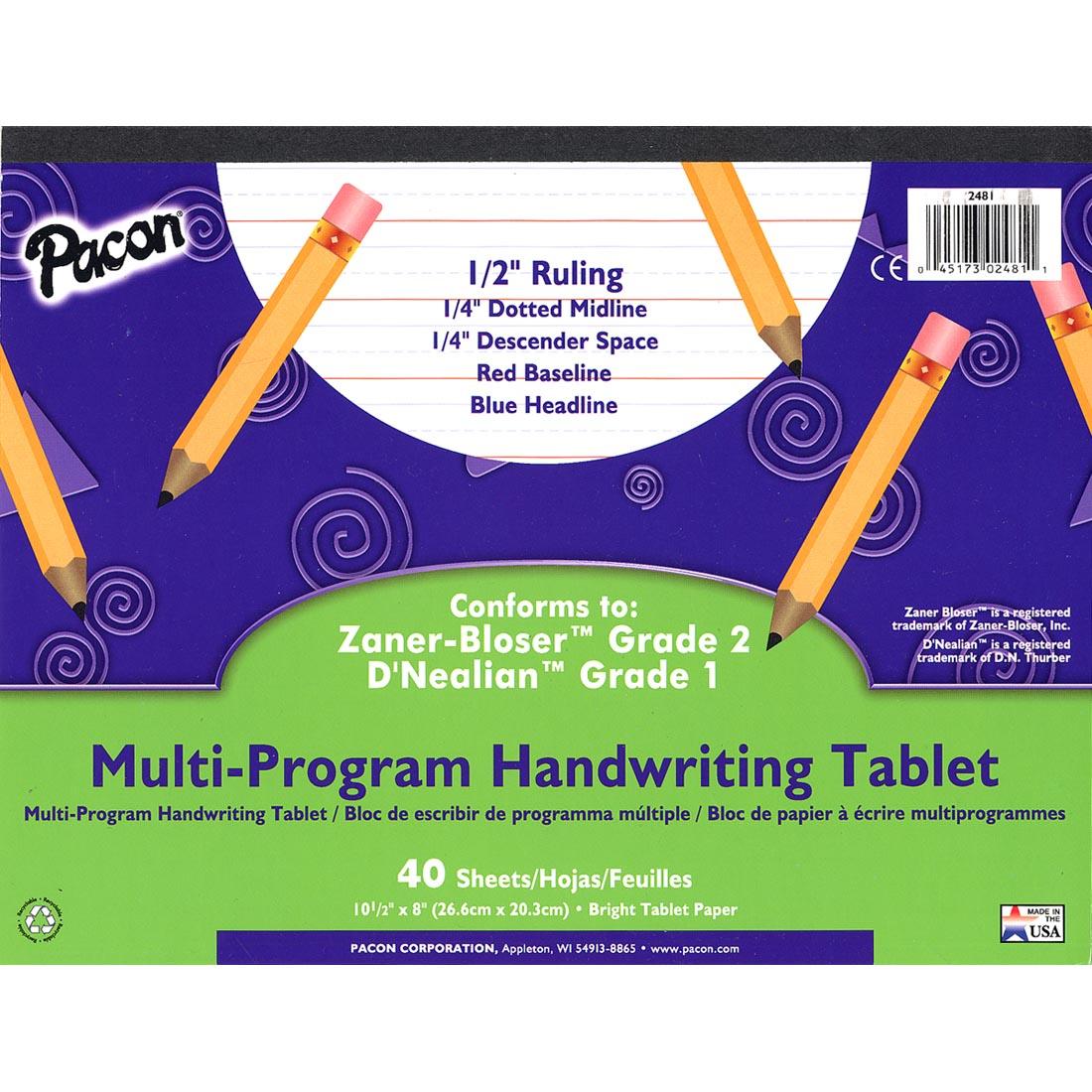 Pacon Multi-Program Grade 2 Zaner-Bloser, Grade 1 D'Nealian Ruled Handwriting Pad