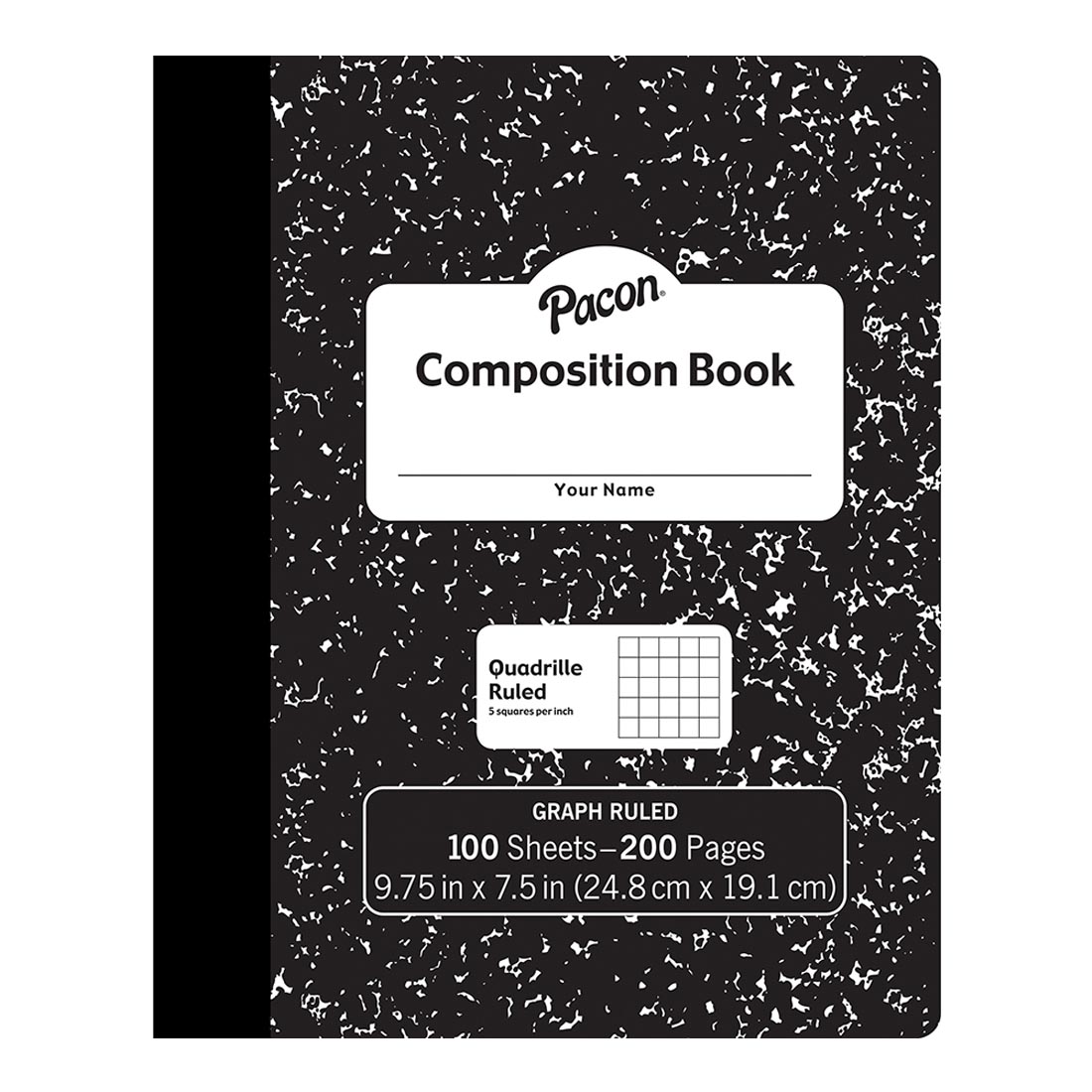 Pacon Quadrille Ruled Black Marble Composition Notebook