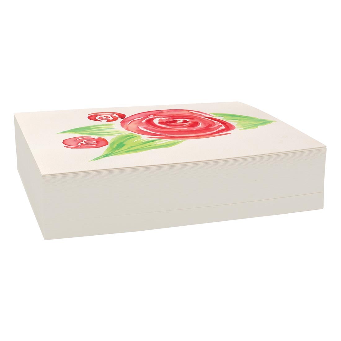 stack of 6x9" Ucreate Watercolor Paper with a painted design on the top sheet