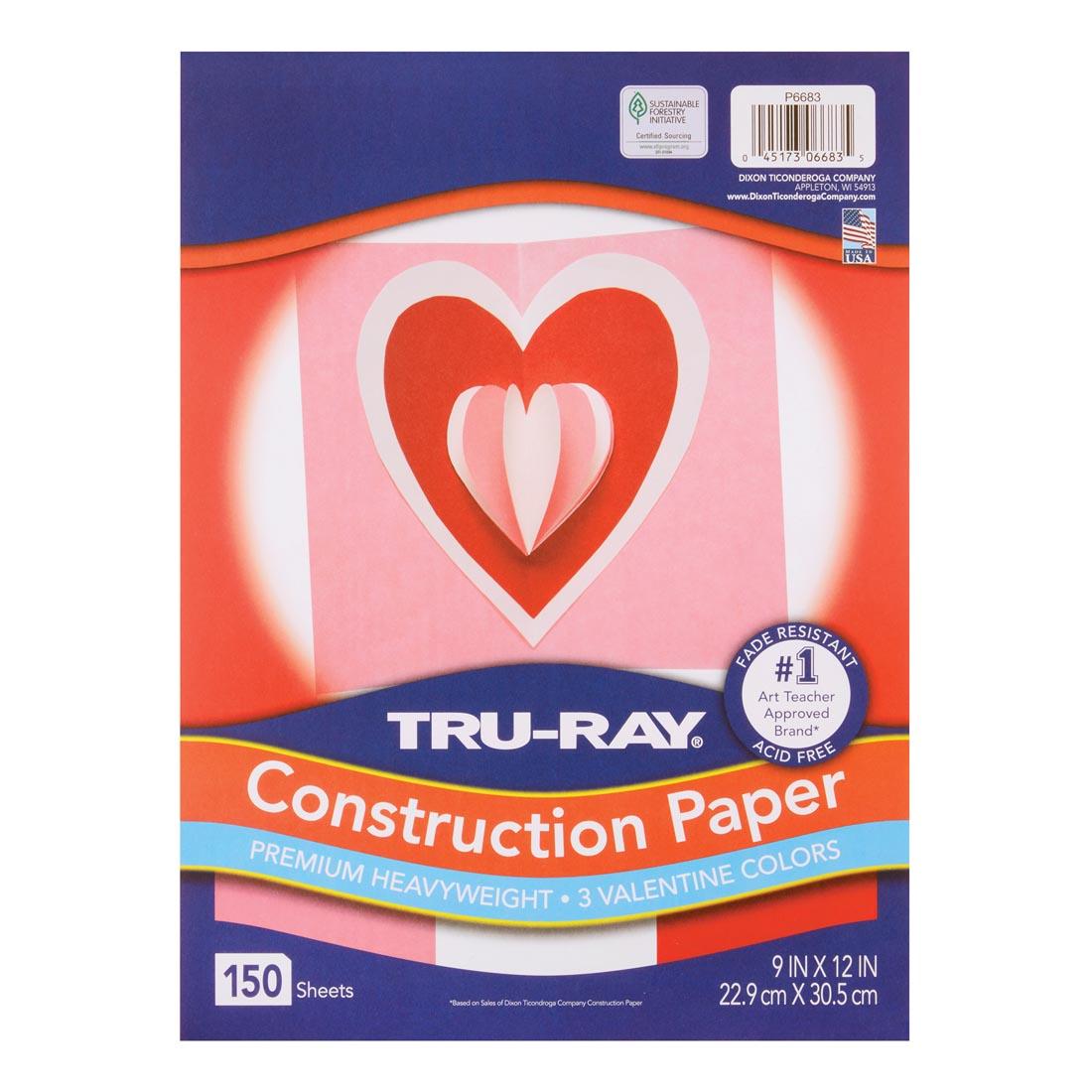 package cover of Tru-Ray Construction Paper 9x12" Valentine Assortment