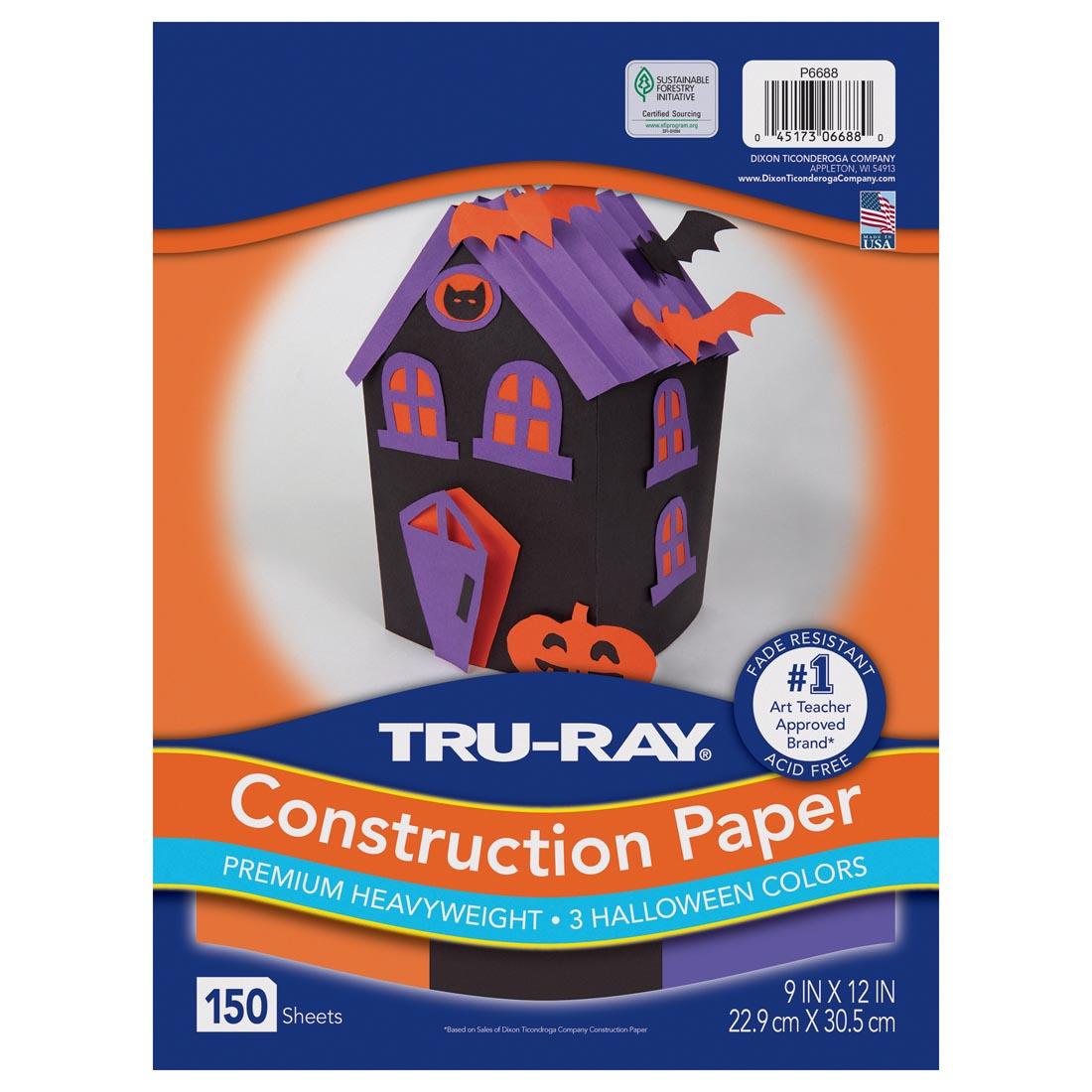 Tru-Ray Construction Paper, 70 lb Text Weight, 9 x 12, Assorted Halloween Colors, 150/Pack