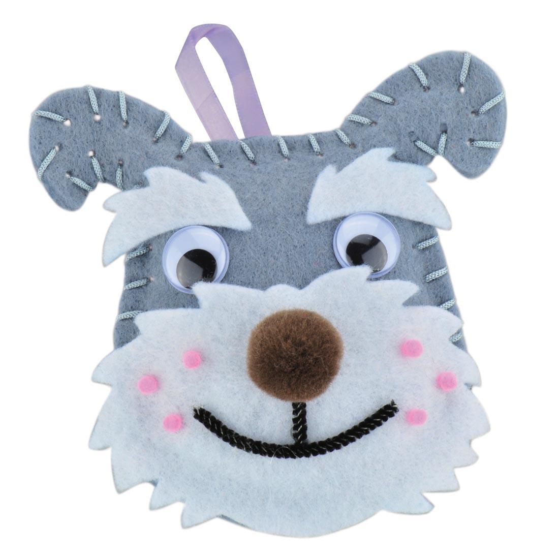 Creativity Street Felt Sewing Dog Kit: Schnauzer, showing completed project