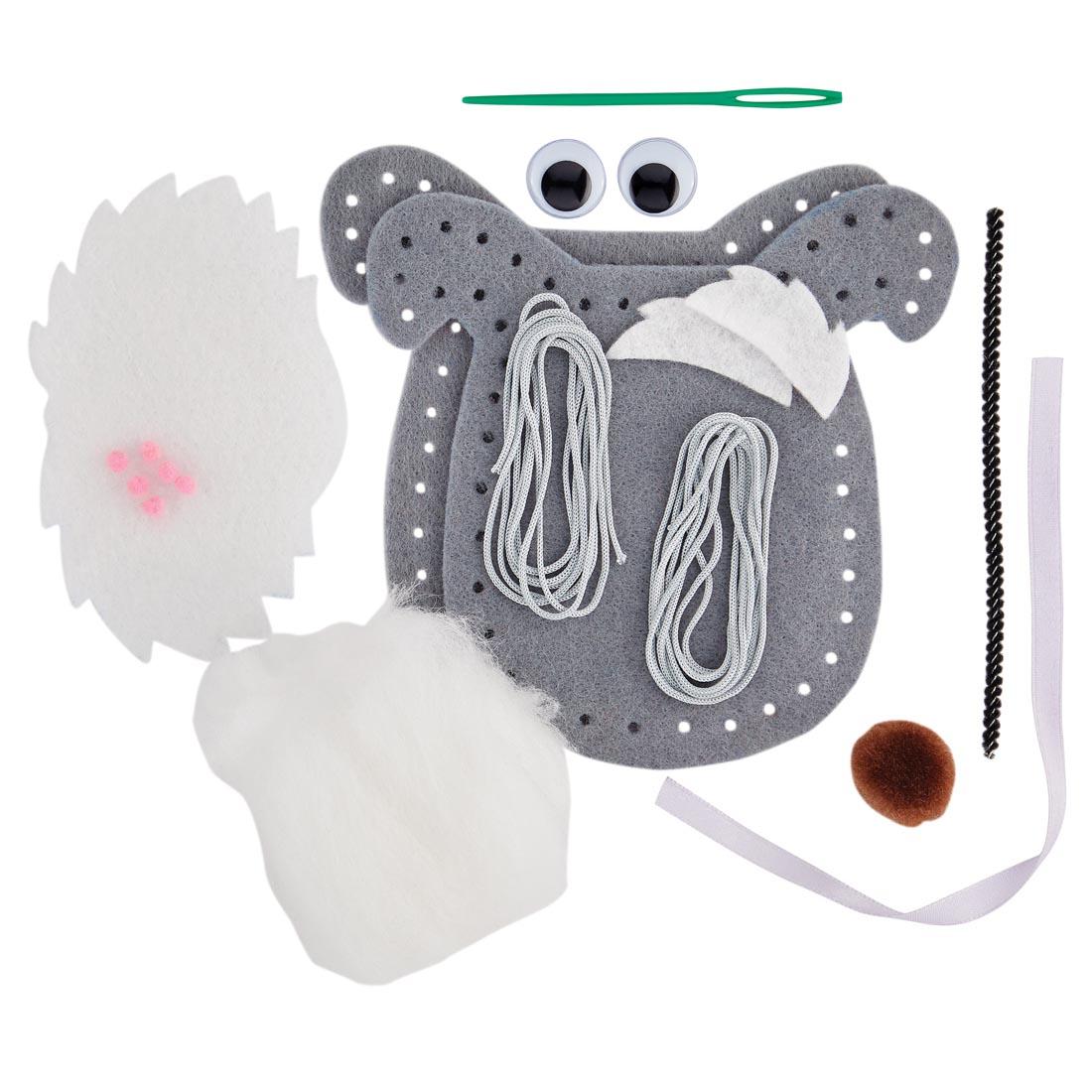Contents of Creativity Street Felt Sewing Dog Kit: Schnauzer
