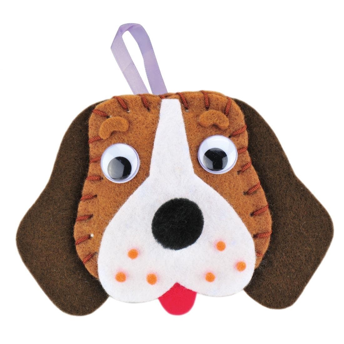 Creativity Street Felt Sewing Dog Kit: Beagle, showing completed project