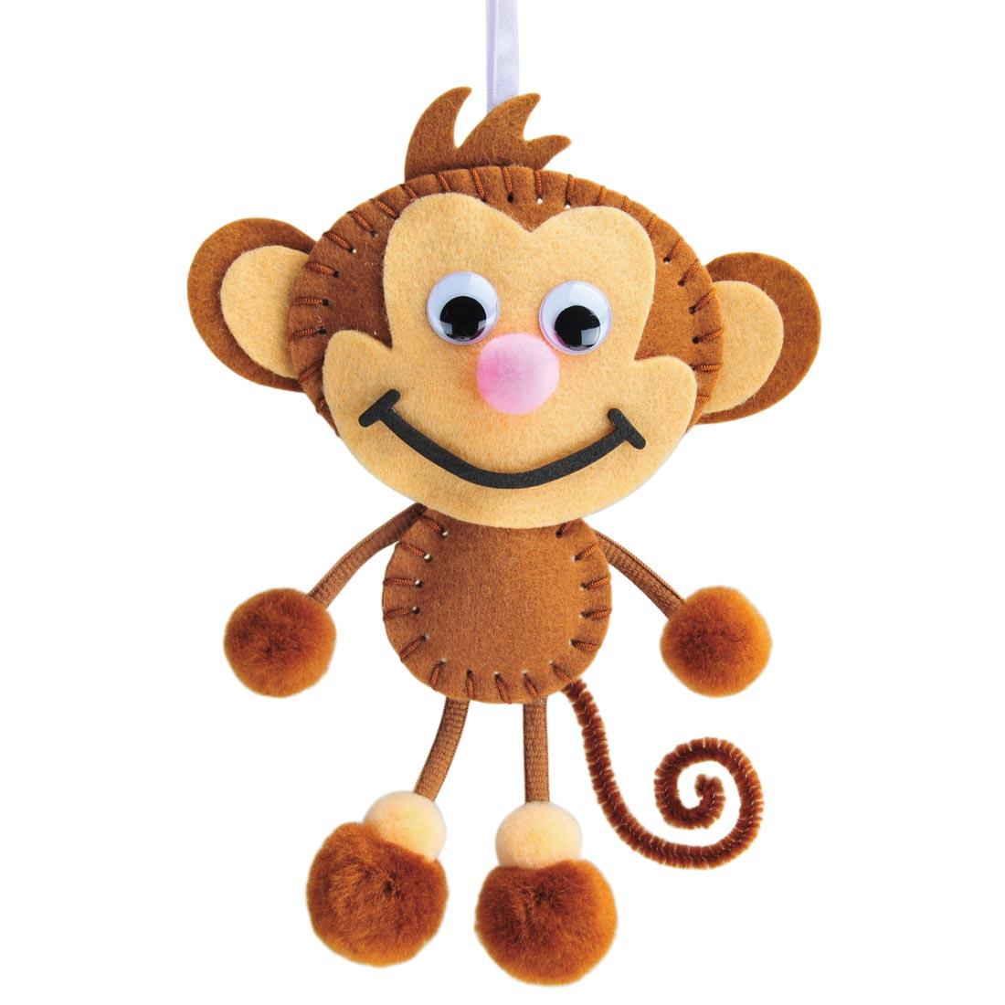 Creativity Street Felt Sewing Animal Kit: Monkey, showing completed project