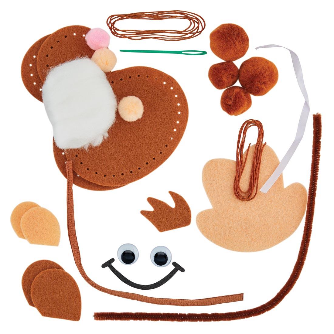 Contents of Creativity Street Felt Sewing Animal Kit: Monkey