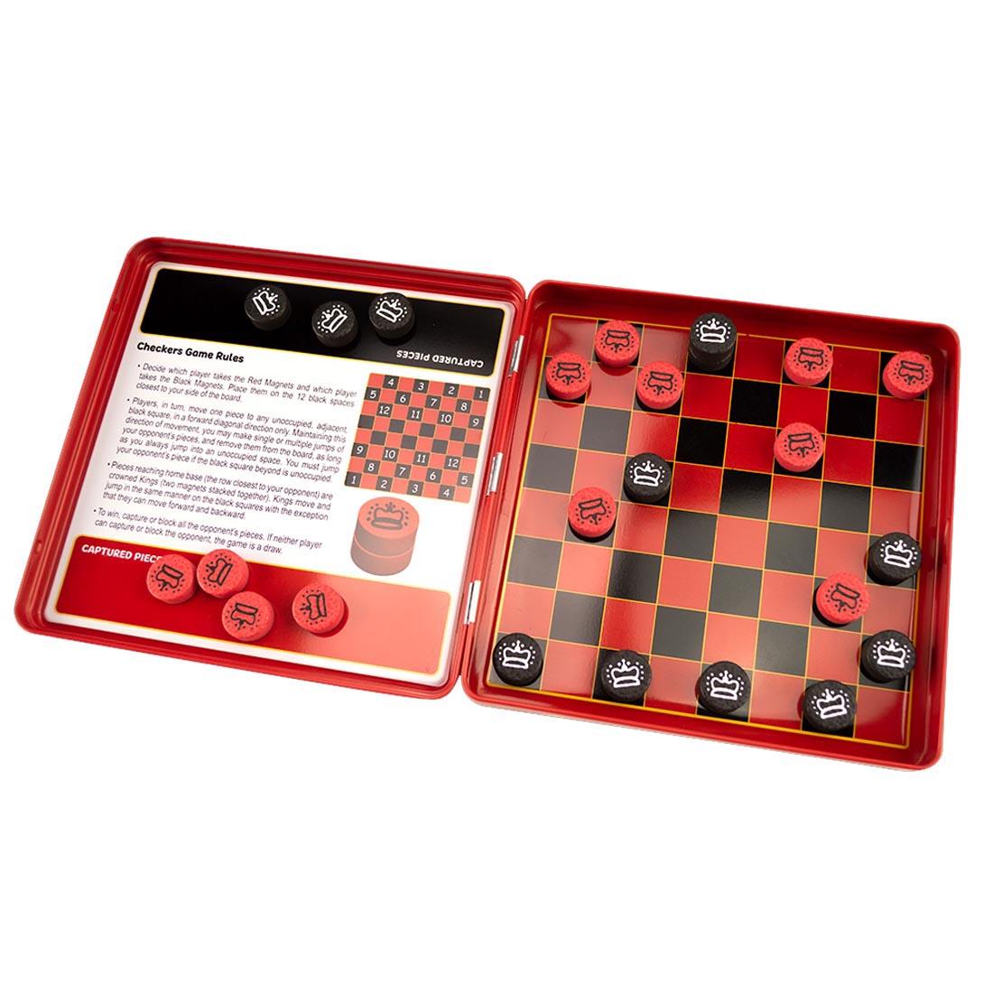 Contents of Checkers Take 'N' Play Anywhere Magnetic Game