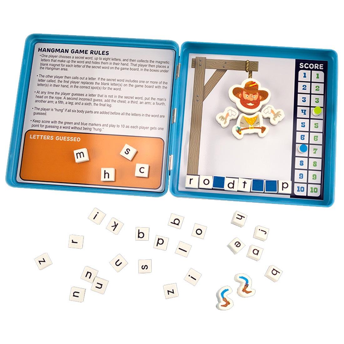 Contents of Hangman Take 'N' Play Anywhere Magnetic Game