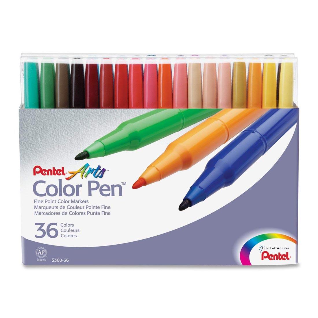 Pentel Arts Color Pen Markers 36-Color Set