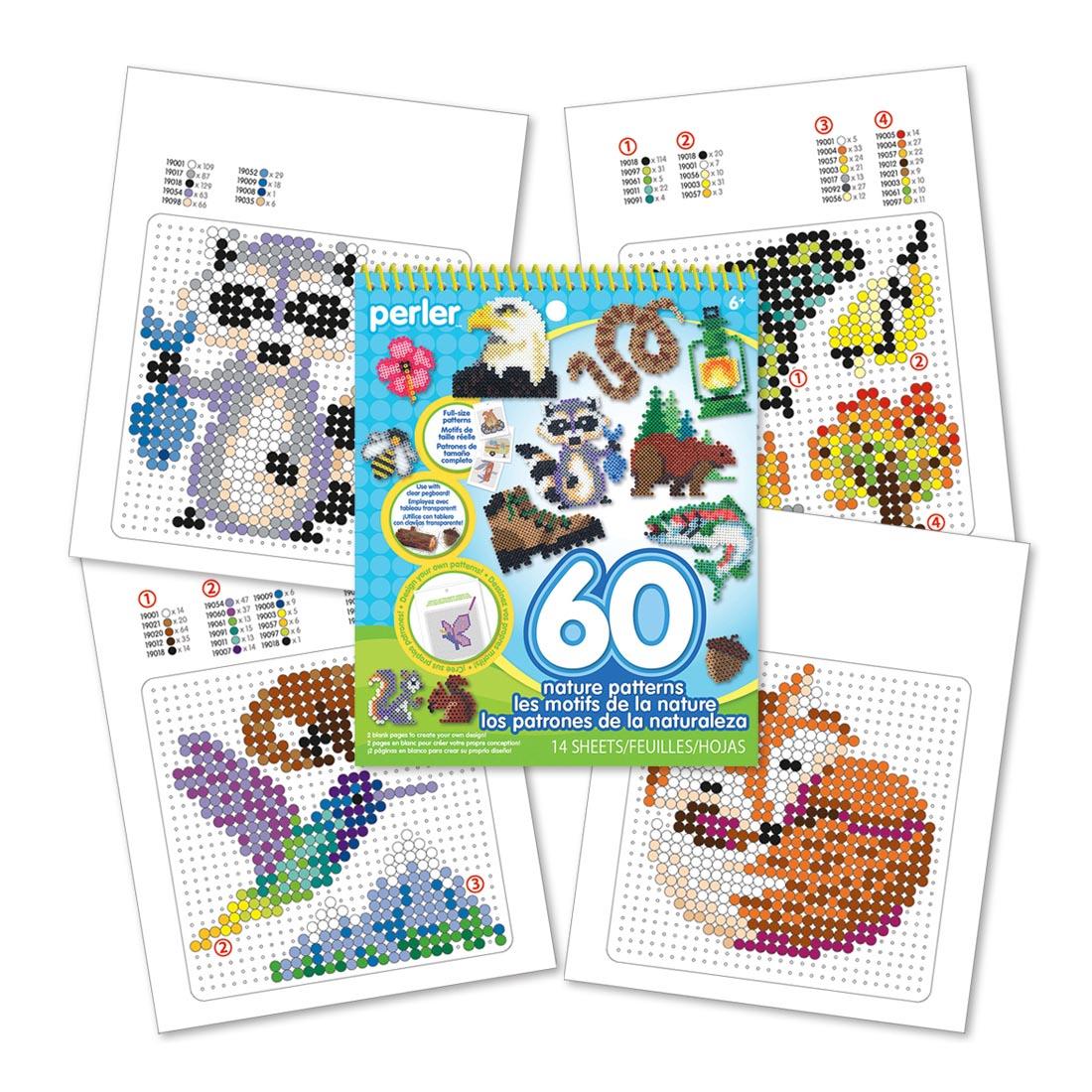 Perler Beads Nature Pattern Pad with 4 sample designs
