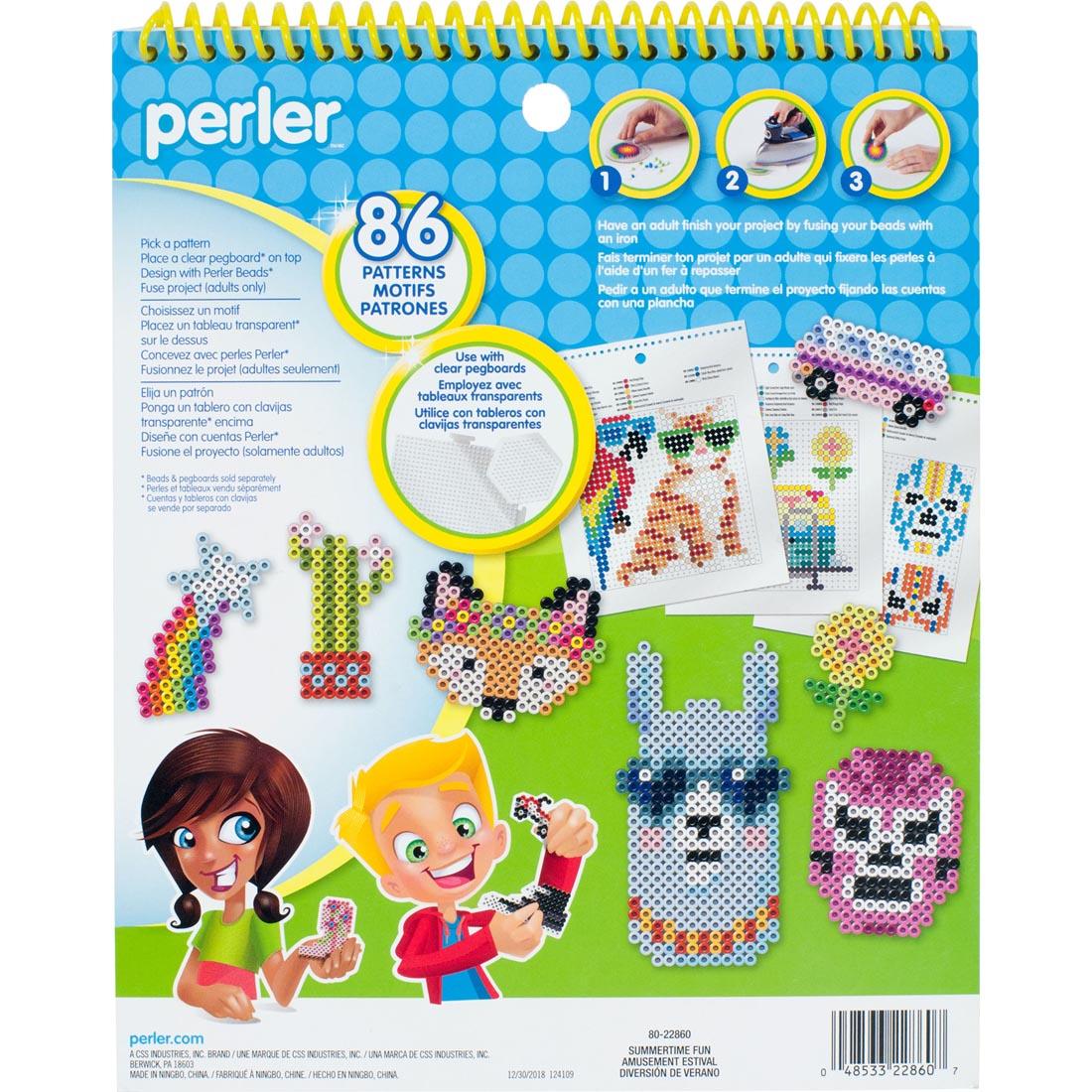 The back of the Perler Beads Summer Pattern Pad