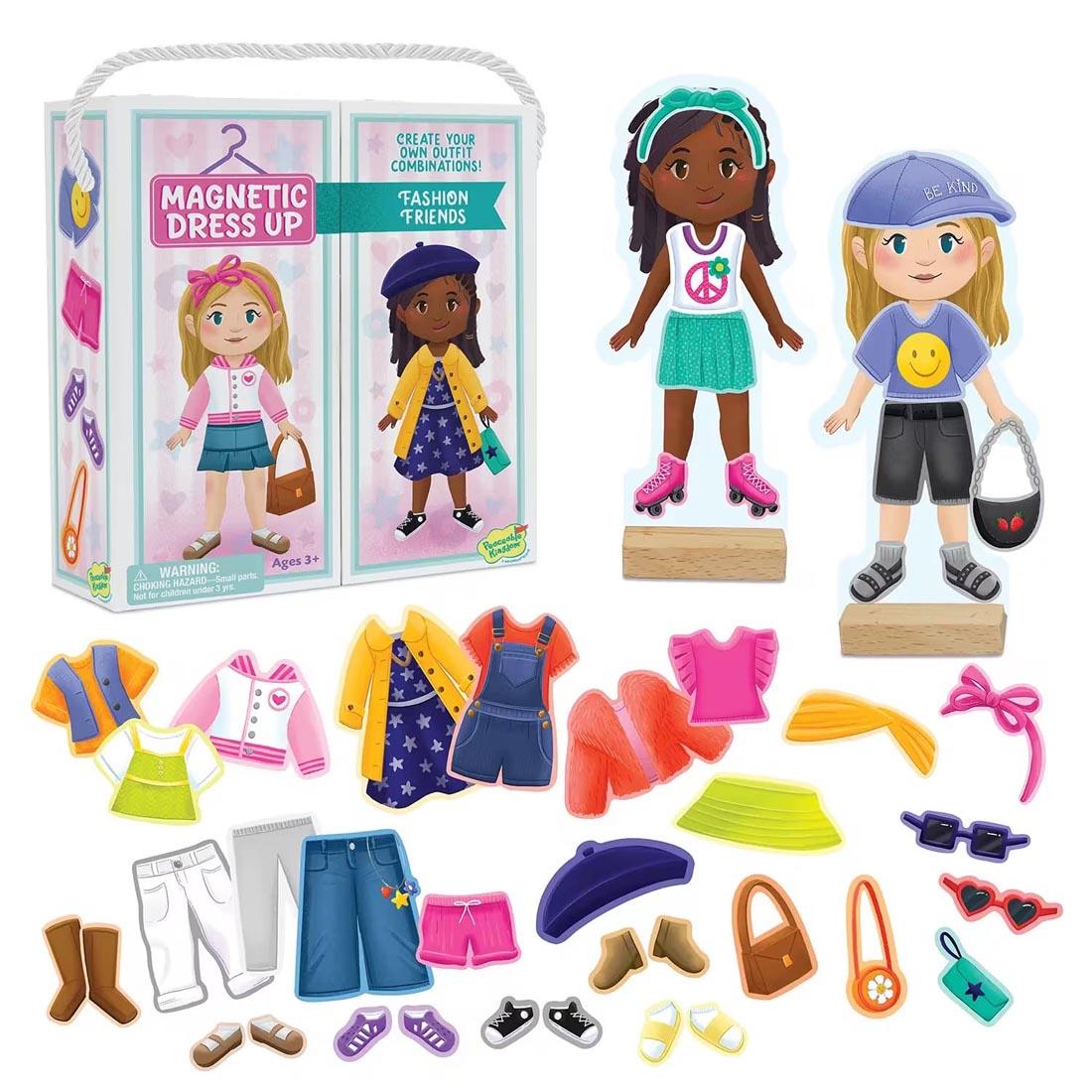 components of Fashion Friends Magnetic Dress Up Playset by Peaceable Kingdom