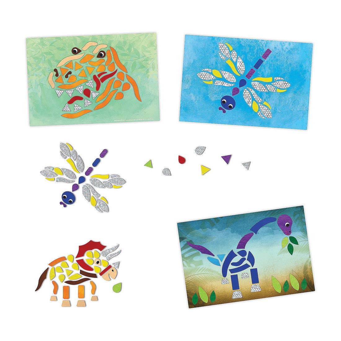 example creations from Dinosaur Escape Shiny Mosaics By Peaceable Kingdom