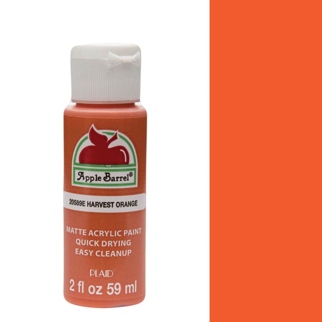 Harvest Orange Apple Barrel Acrylic Craft Paint bottle next to its color swatch