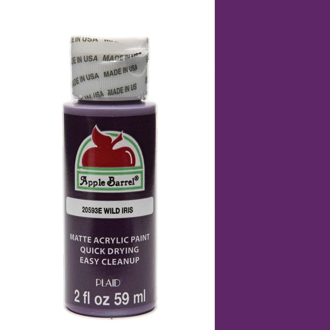 Wild Iris Apple Barrel Acrylic Craft Paint bottle next to its color swatch