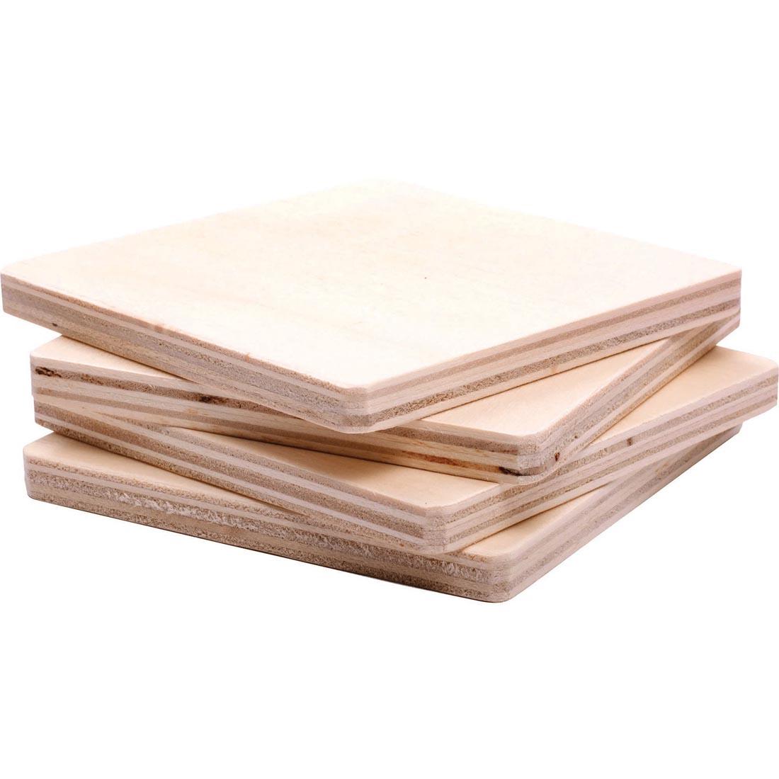 4 Square Wood Coasters by Plaid