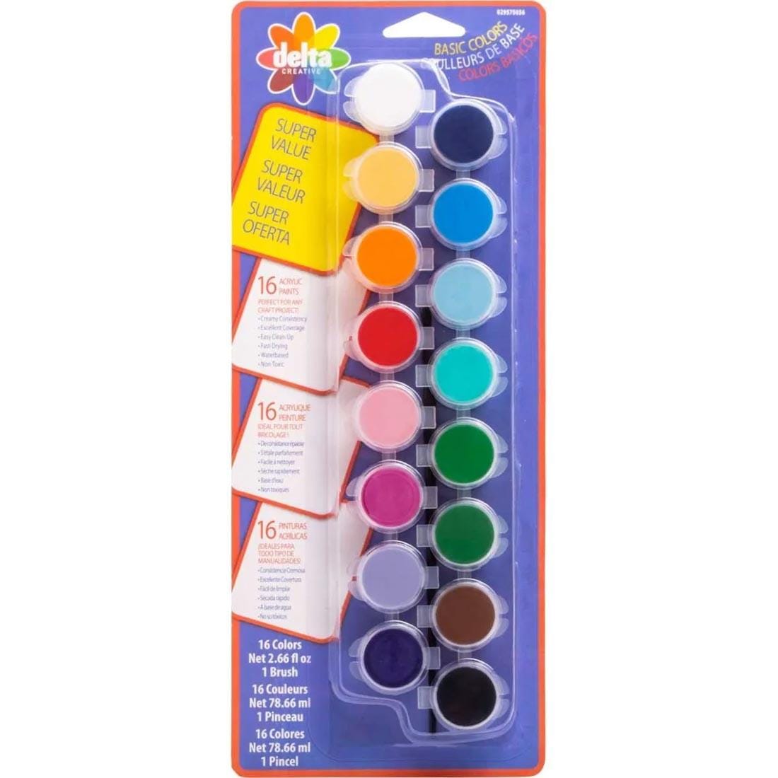 Delta Creative Acrylic Paints 16-Color Paint Pot Set